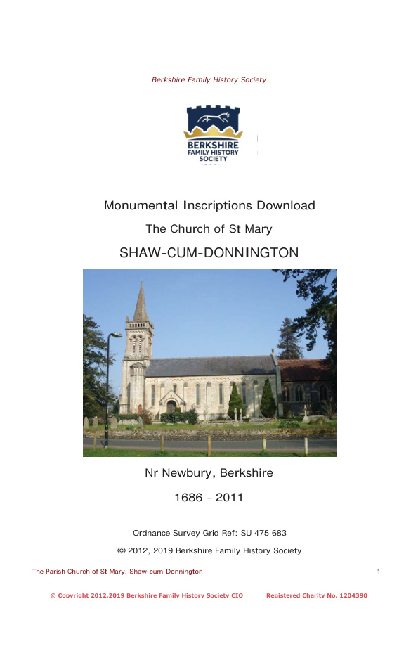 Shaw cum Donnington St Mary MIs 1686-2011 Download D1427