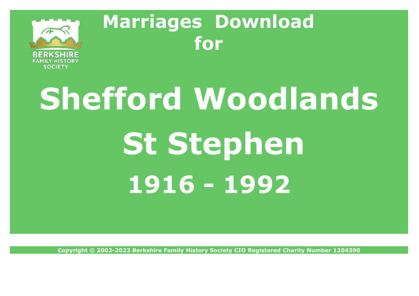 Shefford Woodlands St Stephen Marriages 1916-1992 Download D1369