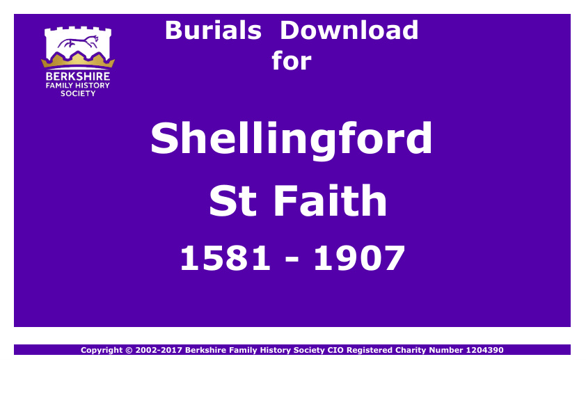 Shellingford St Faith Burials 1581-1907 Download D1187