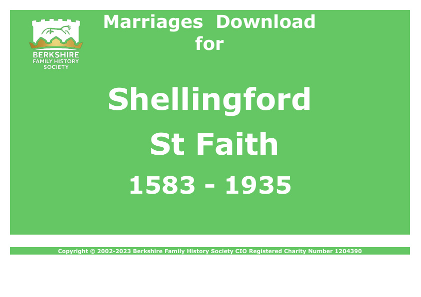 Shellingford St Faith Marriages 1583-1935 Download D1374