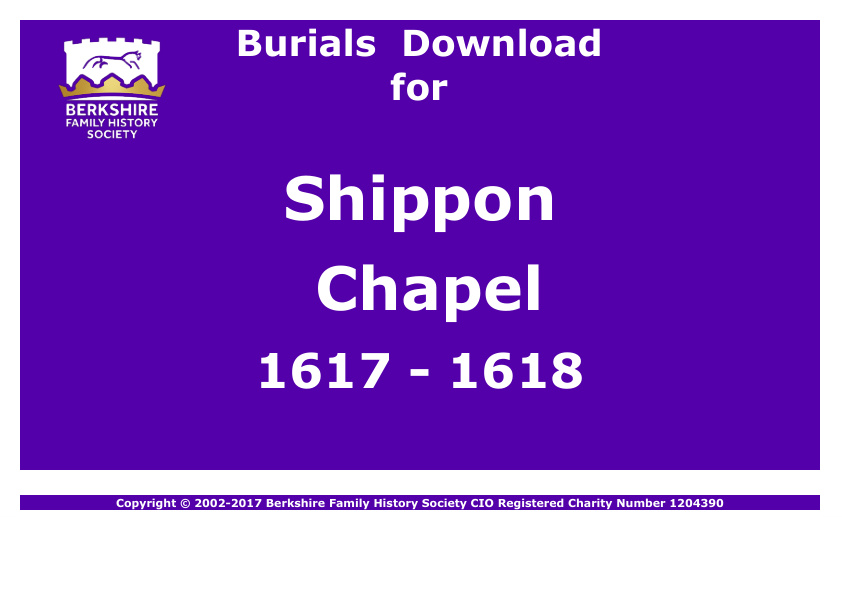 Shippon Chapel Burials 1617-1618 Download D1190