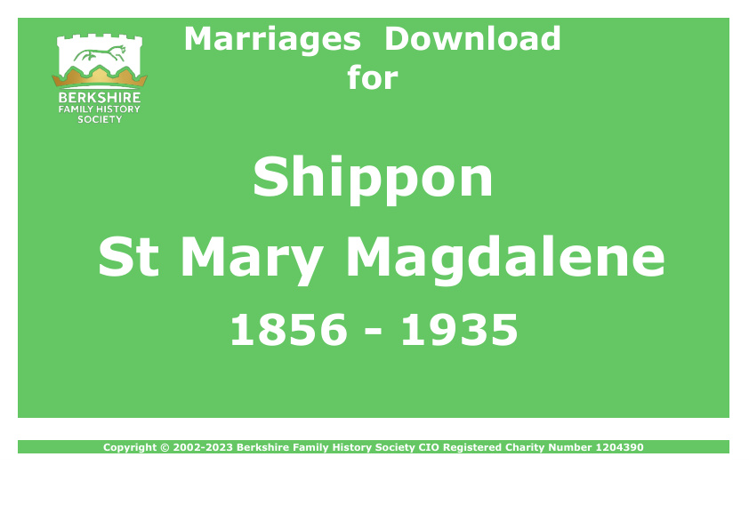 Shippon St Mary Magdalene Marriages 1856-1935 Download D1376