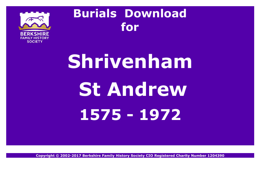 Shrivenham St Andrew Burials 1575-1972 Download D1193