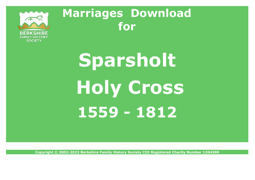 Sparsholt Holy Cross Marriages 1559-1812 Download D1381