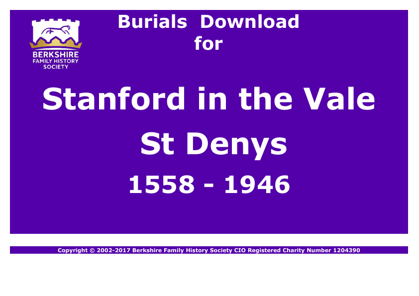 Stanford in the Vale St Denys Burials 1558-1946 Download D1203