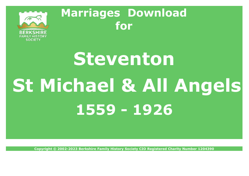 Steventon St Michael & All Angels Marriages 1559-1926 Download D1387