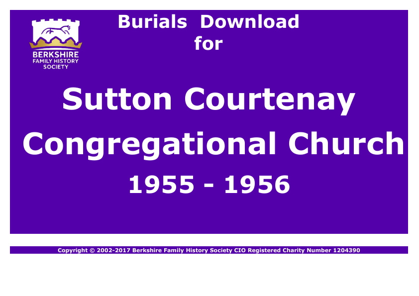 Sutton Courtenay Congregational Church Burials 1955-1956 Download D1218