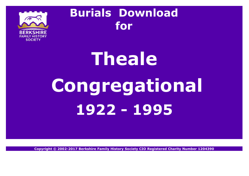 Theale Congregational Burials 1922-1995 Download D1222