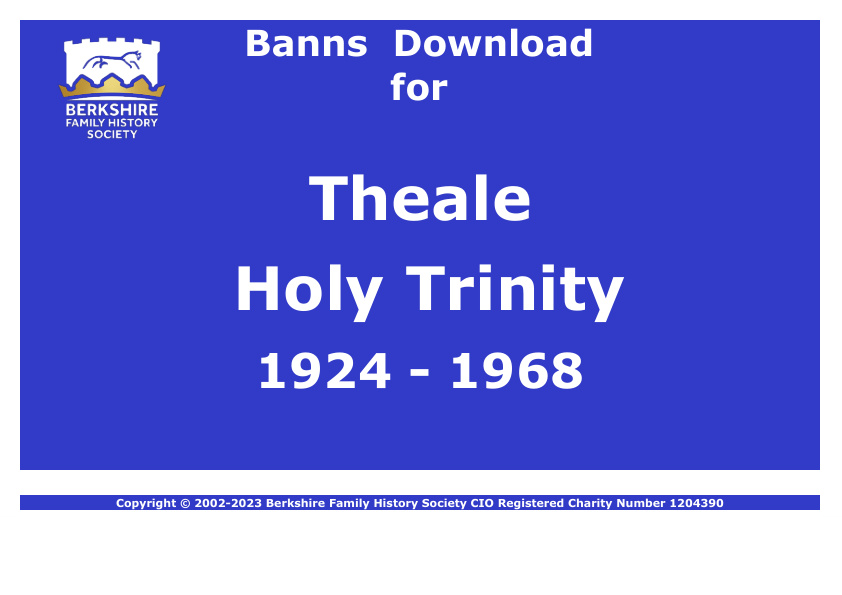 Theale Holy Trinity Banns 1924-1968 Download D1905