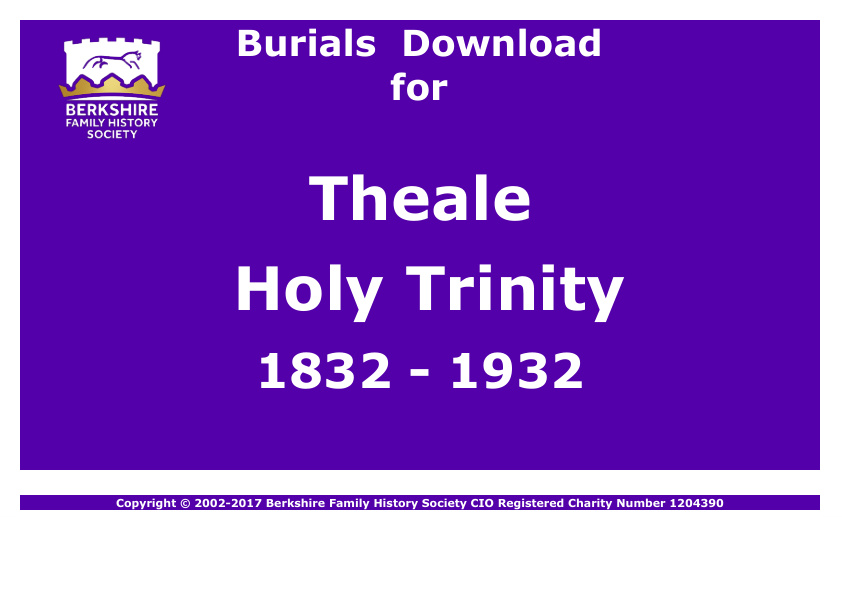 Theale Holy Trinity Burials 1832-1932 Download D1223