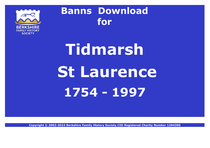 Tidmarsh St Laurence Banns 1754-1997 Download D1906