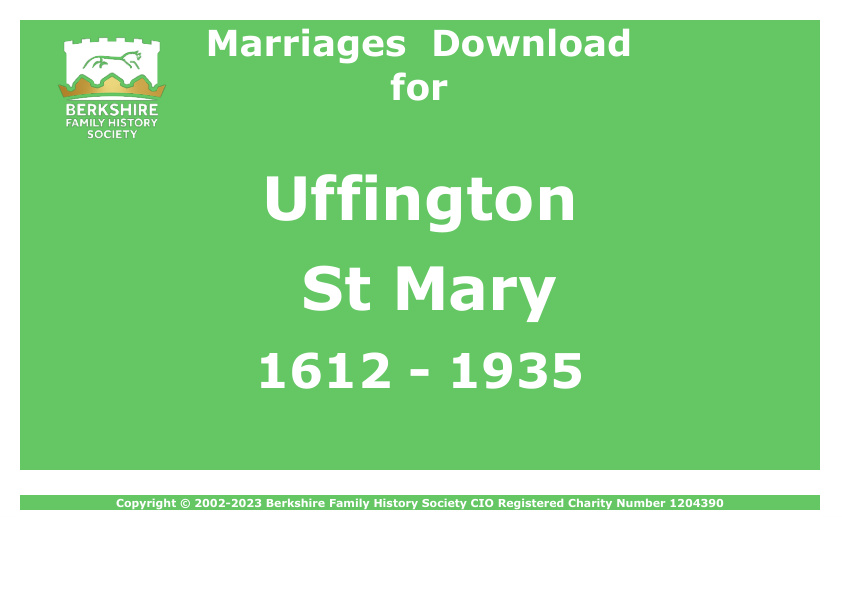 Uffington St Mary Marriages 1612-1935 Download D1443