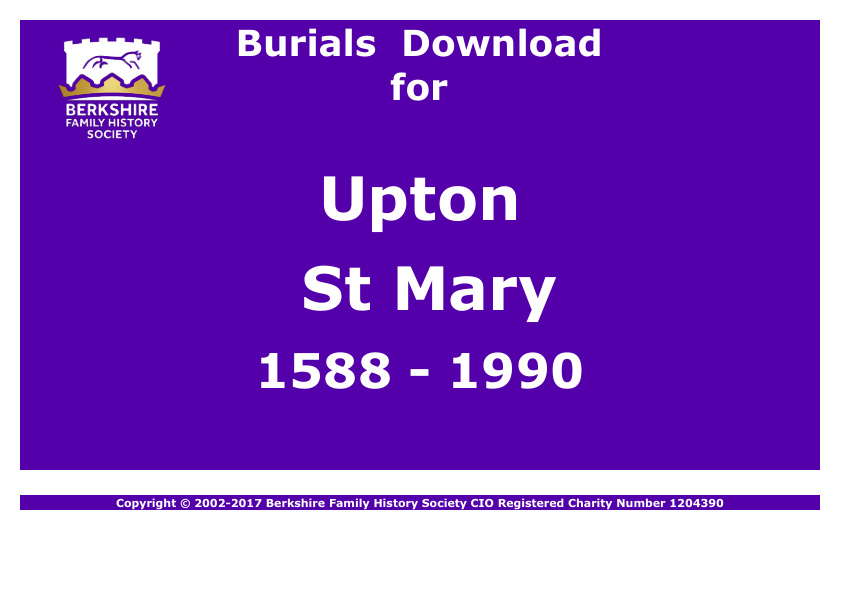Upton St Mary Burials 1588-1990 Download D1232