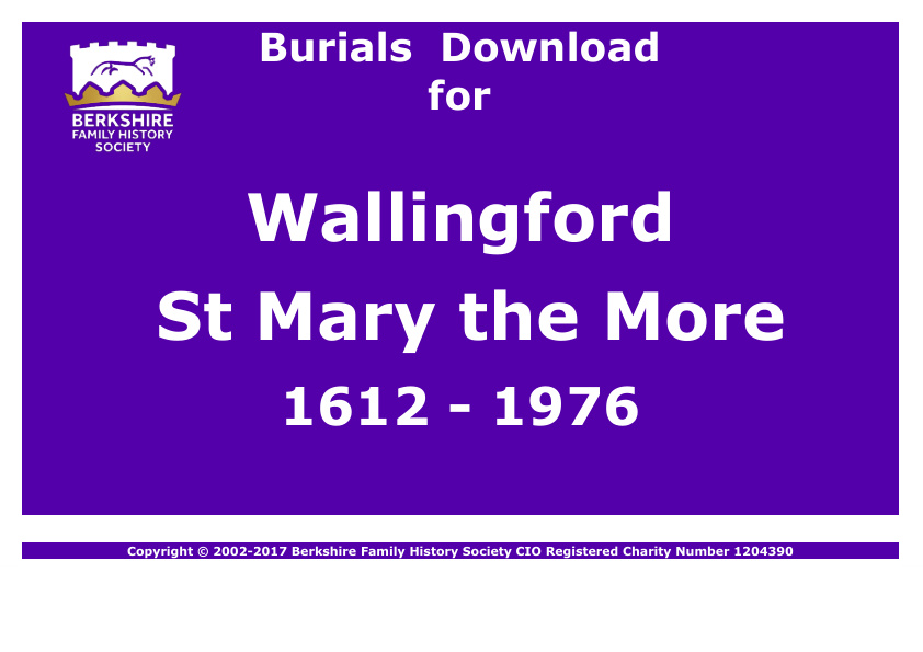 Wallingford St Mary the More Burials 1612-1976 Download D1236