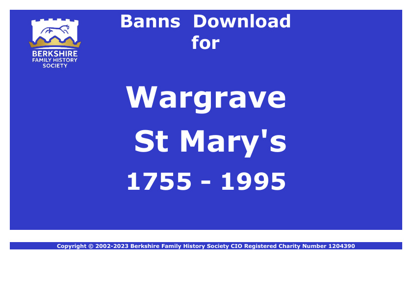 Wargrave St Marys Banns 1755-1995 Download D1907