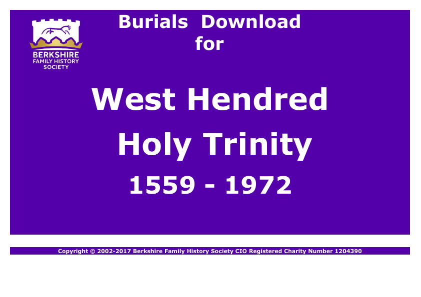 West Hendred Holy Trinity Burials 1559-1972 Download D1246