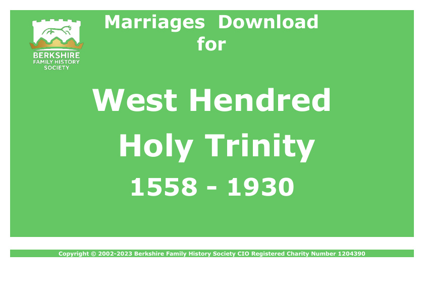 West Hendred Holy Trinity Marriages 1558-1930 Download D1531