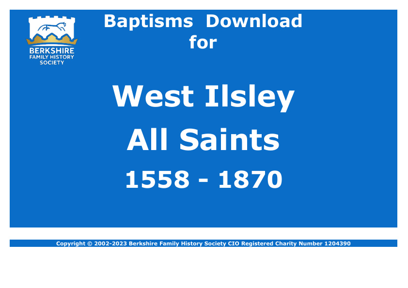West Ilsley All Saints Baptisms 1558-1870 Download D1720