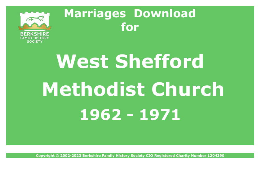 West Shefford Methodist Church Marriages 1962-1971 Download D1372