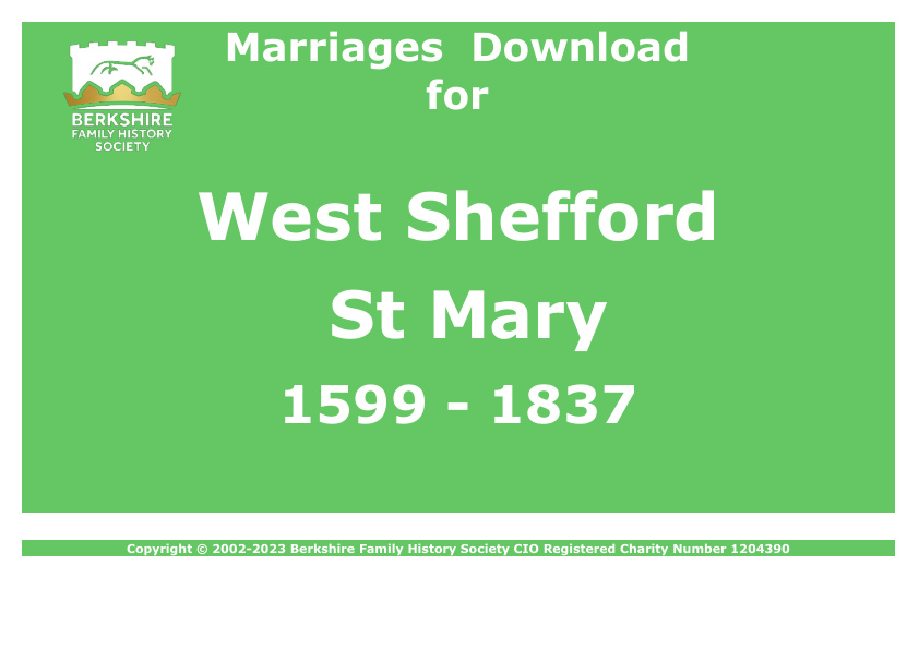 West Shefford St Mary Marriages 1599-1837 Download D1373