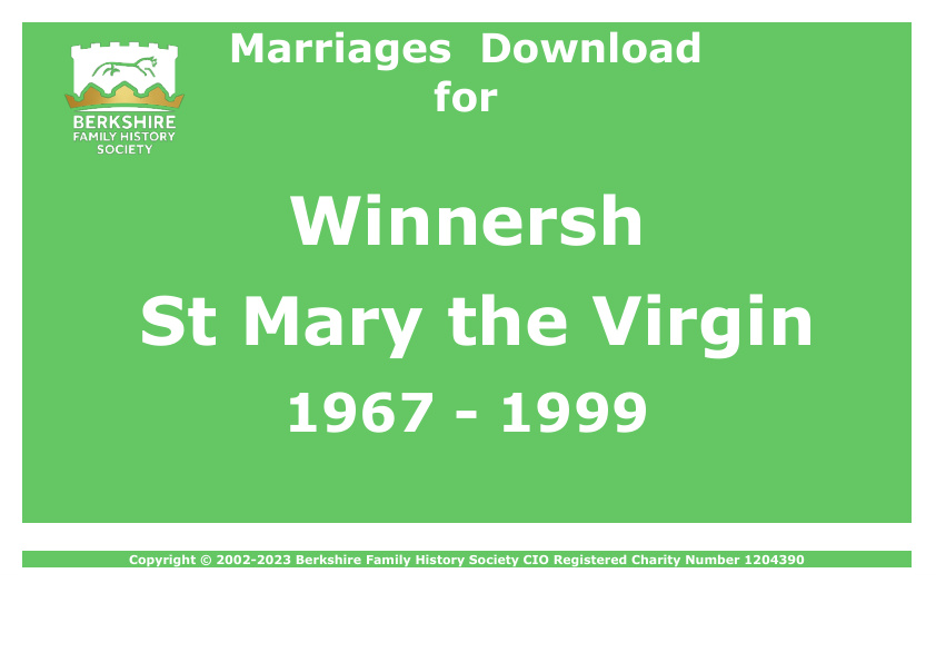 Winnersh St Mary the Virgin Marriages 1967-1999 Download D1464