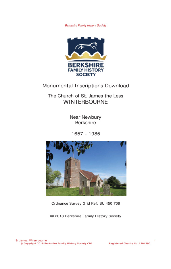 Winterbourne St James MIs 1657-1985 Download D1431