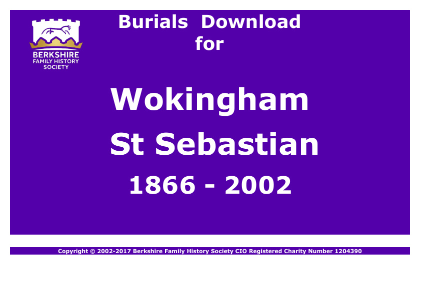 Wokingham St Sebastian Burials 1866-2002 Download D1258