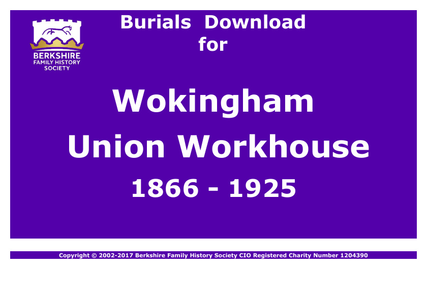 Wokingham Union Workhouse Burials 1866-1925 Download D1260