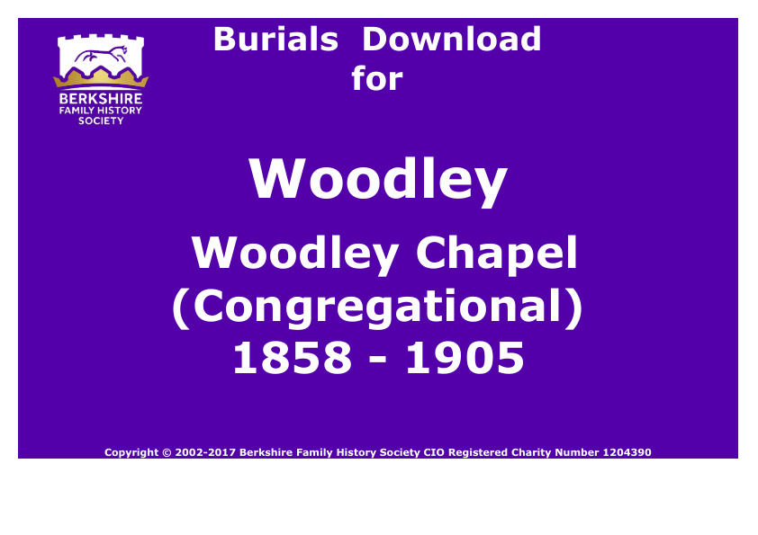 Woodley Woodley Chapel Congregational Burials 1858-1905 Download D1261