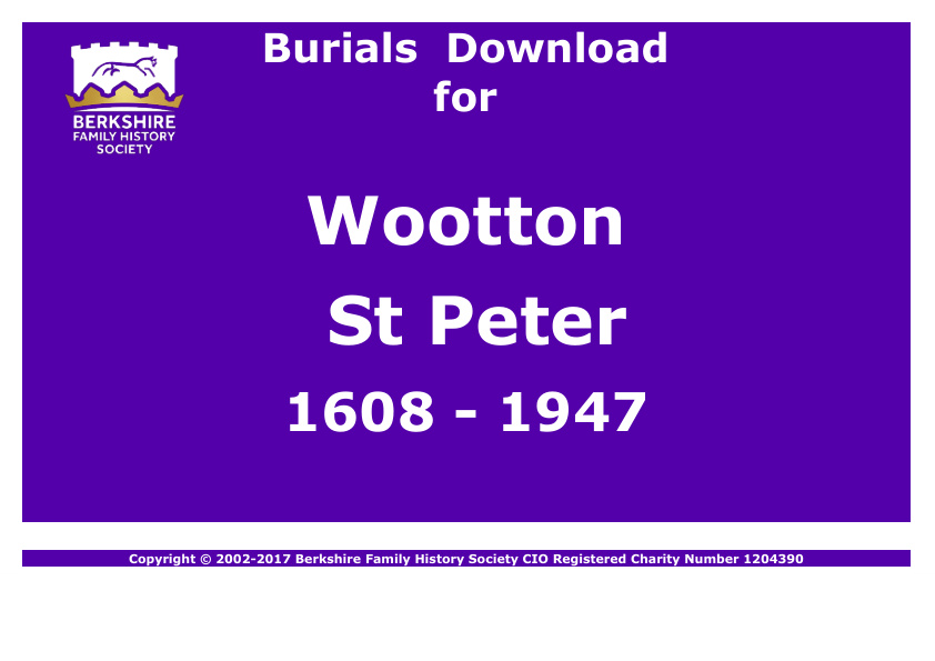 Wootton St Peter Burials 1608-1947 Download D1264